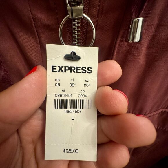 🌸 Express Hooded Utility Jacket | Size L | NWT | Dusty Rose - Picture 7 of 7